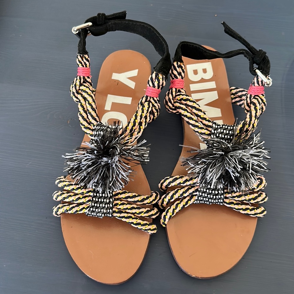 Bimba y Lola braided cord pompom sandals size 38